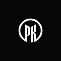 PK monogram logo isolated with a rotating circle vector