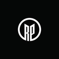 RP monogram logo isolated with a rotating circle vector