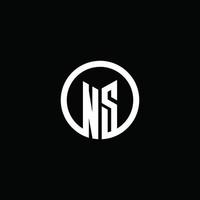 NS monogram logo isolated with a rotating circle vector