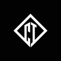 CI logo monogram with square rotate style design template vector