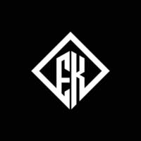 monograma del logotipo ek con plantilla de diseño de estilo de rotación cuadrada vector