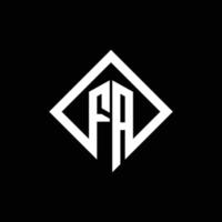 monograma del logotipo de fa con plantilla de diseño de estilo de rotación cuadrada vector