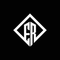 ER logo monogram with square rotate style design template vector