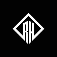 monograma del logotipo rh con plantilla de diseño de estilo de rotación cuadrada vector