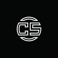 CS logo monogram with negative space circle rounded design template vector