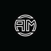 AM logo monogram with negative space circle rounded design template vector