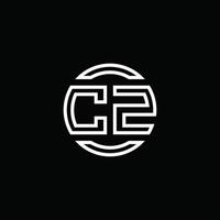 CZ logo monogram with negative space circle rounded design template vector