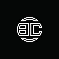 Monograma del logotipo de BC con plantilla de diseño redondeado de círculo de espacio negativo vector