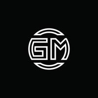 GM logo monogram with negative space circle rounded design template vector