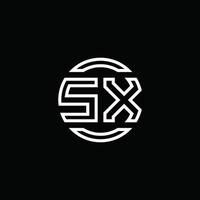 SX logo monogram with negative space circle rounded design template vector