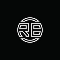 RB logo monogram with negative space circle rounded design template vector