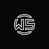 WS logo monogram with negative space circle rounded design template vector