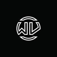 Monograma de logotipo de wv con plantilla de diseño redondeado de círculo de espacio negativo vector