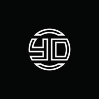 Monograma del logotipo de yd con plantilla de diseño redondeado de círculo de espacio negativo vector