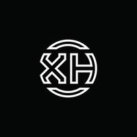 XH logo monogram with negative space circle rounded design template vector