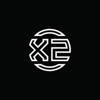 Monograma del logotipo xz con plantilla de diseño redondeado de círculo de espacio negativo vector