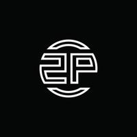 ZP logo monogram with negative space circle rounded design template vector