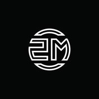 ZM logo monogram with negative space circle rounded design template vector