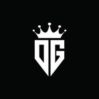 dg logo monograma emblema estilo con plantilla de diseño de forma de corona vector