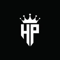 gphp logo monograma emblema estilo con plantilla de diseño de forma de corona vector