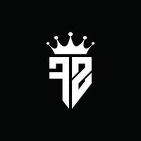 fz logo monograma emblema estilo con plantilla de diseño de forma de corona vector