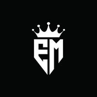 EM logo monogram emblem style with crown shape design template vector