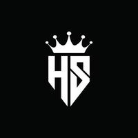 HS logo monogram emblem style with crown shape design template vector