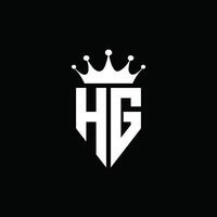 HG logo monogram emblem style with crown shape design template vector