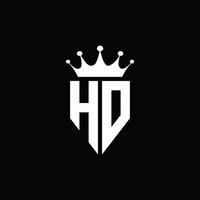 hd logo monograma emblema estilo con plantilla de diseño de forma de corona vector