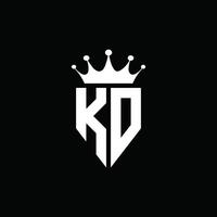 estilo de emblema de monograma de logotipo kd con plantilla de diseño de forma de corona vector