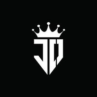 JO logo monogram emblem style with crown shape design template vector