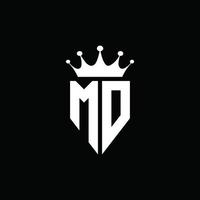 MD logo monogram emblem style with crown shape design template vector