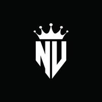 nv logo monograma emblema estilo con plantilla de diseño de forma de corona vector