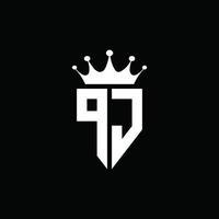PJ logo monogram emblem style with crown shape design template vector