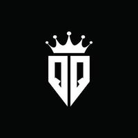 estilo de emblema de monograma de logotipo qq con plantilla de diseño de forma de corona vector