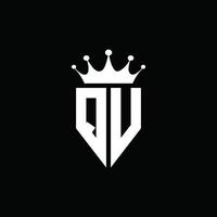 estilo de emblema de monograma de logotipo qv con plantilla de diseño de forma de corona vector