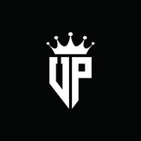 UP logo monogram emblem style with crown shape design template vector