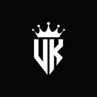 VK logo monogram emblem style with crown shape design template vector