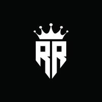 RR logo monogram emblem style with crown shape design template vector