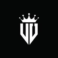 VU logo monogram emblem style with crown shape design template vector