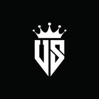 estilo de emblema de monograma de logotipo de EE. UU. con plantilla de diseño de forma de corona vector