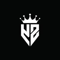 YZ logo monogram emblem style with crown shape design template vector