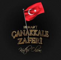 vector illustration. 18 mart canakkale zaferi national holiday , 1915 the day the Ottomans victory Canakkale Victory Monument. victory of Canakkale happy holiday