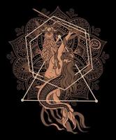 illustration Capricorn zodiac symbol with t shirt design vector