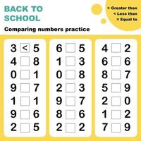 comparing numbers worksheet vector