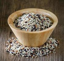 Brown rice seed in bowl photo