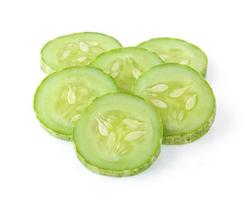 Fresh slice cucumber on white background photo