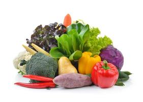 vegetables and fruits on white background photo