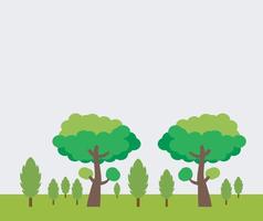 Flat Tree With Green Leaves vector