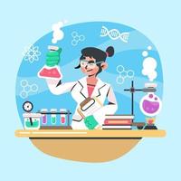 Female Scientist Working at the Laboratory vector